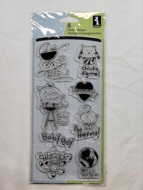 Inkadinkado Little Tyke Baby Clear Stamp Set 8 Stamps Cling Acrylic